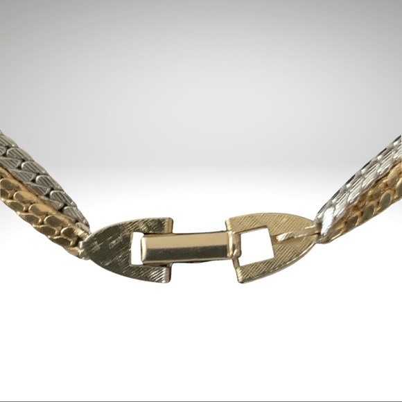 Avon Herringbone two strand gold and silver tone necklace, vintage - Picture 3 of 8